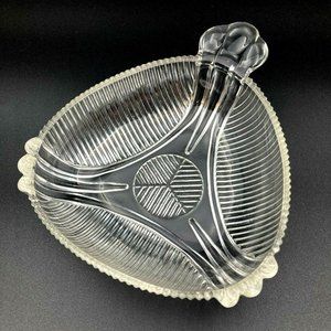 Hazel Atlas #577  Art Deco Triangle Cut Glass Crystal Glass  Candy Nut Dish